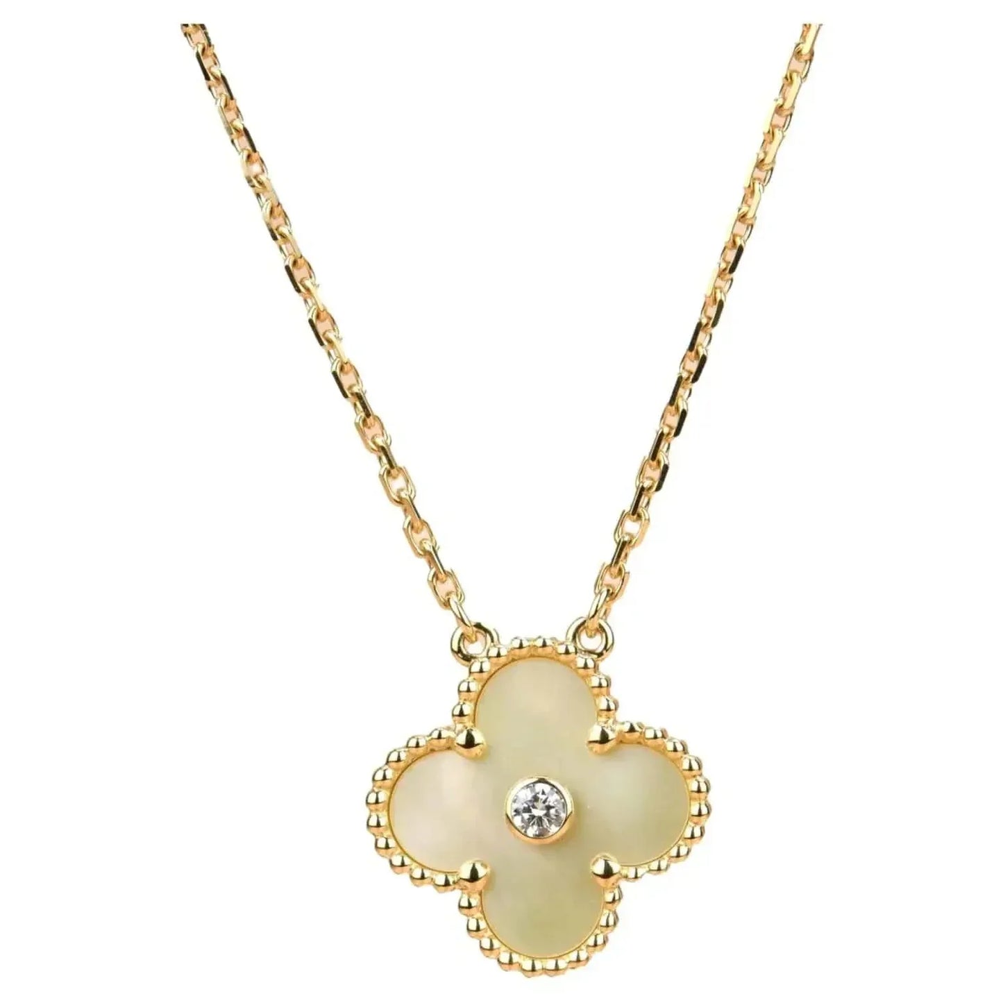 [Rosla Jewelry]CLOVER 15MM DIAMOND GOLD MOTHER OF PEARL NECKLACE