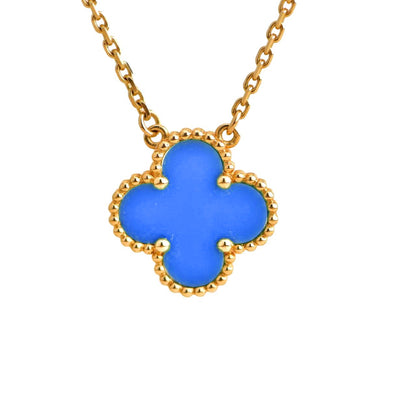 [Rosla Jewelry]CLOVER 15MM BLUE AGATE NECKLACE