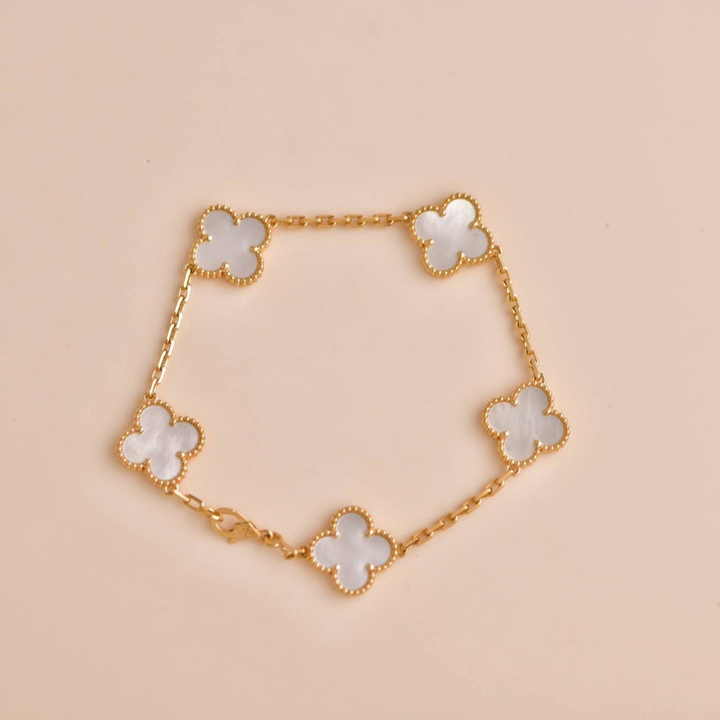 [Rosla Jewelry]CLOVER  5 MOTIF WHITE MOP BRACELET