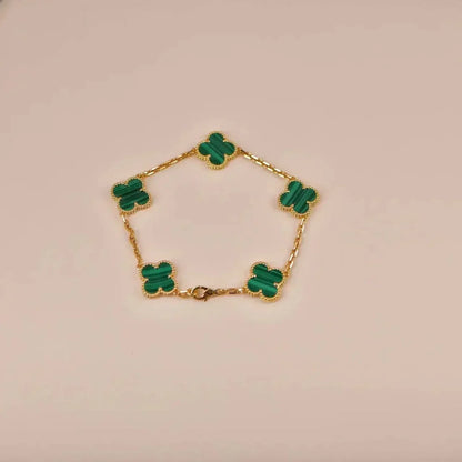 [Rosla Jewelry]CLOVER 5 MOTIFS MALACHITE BRACELET