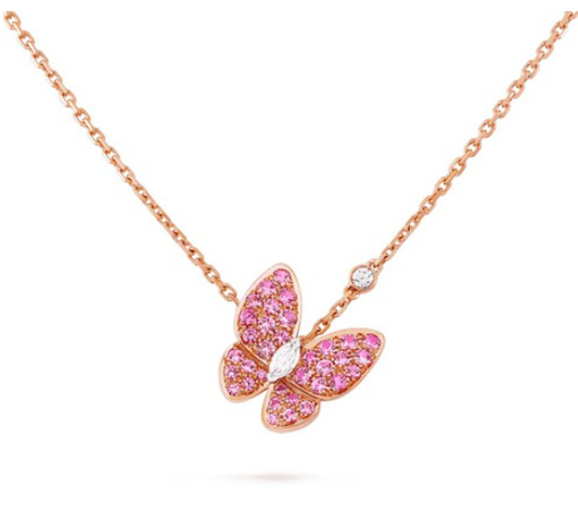 [Rosla Jewelry]BUTTERFLY RED DIAMOND ROSE GOLD NECKLACE