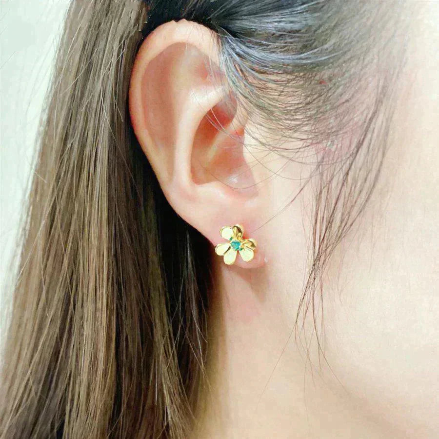 [Rosla Jewelry]FRIVOLE  FLOWER MALACHITE EARRINGS