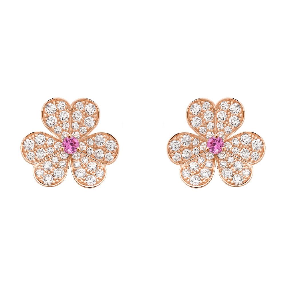 [Rosla Jewelry]FRIVOLE PINK GOLD FLOWER DIAMOND EARRINGS