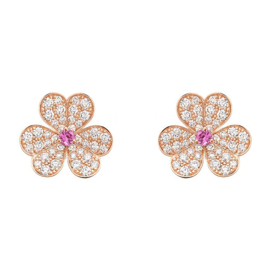 [Rosla Jewelry]FRIVOLE PINK GOLD FLOWER DIAMOND EARRINGS