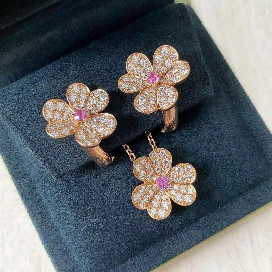 [Rosla Jewelry]FRIVOLE PINK GOLD FLOWER DIAMOND EARRINGS