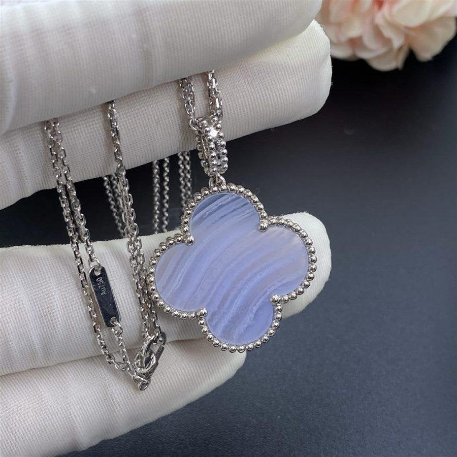 [Rosla Jewelry]CLOVER SILVER CHALCEDONY BIG CLOVER NECKLACE