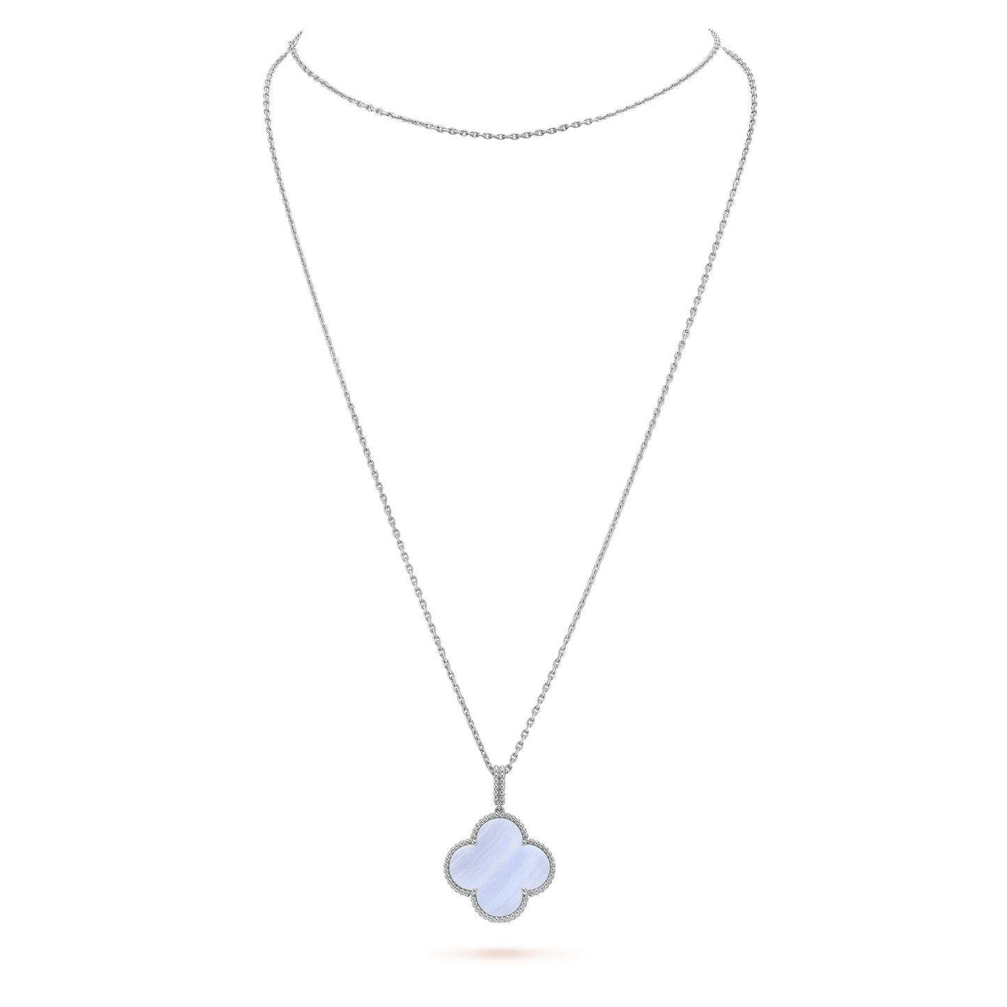 [Rosla Jewelry]CLOVER SILVER CHALCEDONY BIG CLOVER NECKLACE