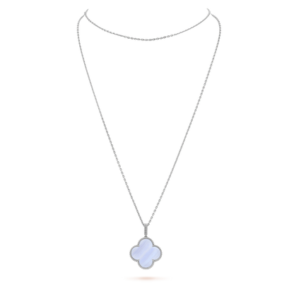 [Rosla Jewelry]CLOVER SILVER CHALCEDONY BIG CLOVER NECKLACE