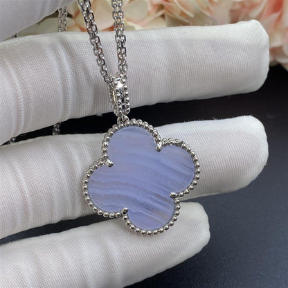 [Rosla Jewelry]CLOVER SILVER CHALCEDONY BIG CLOVER NECKLACE