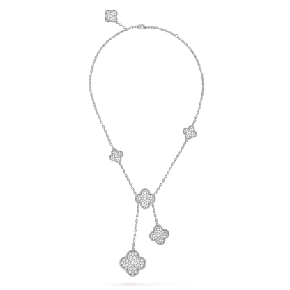 [Rosla Jewelry]CLOVER 5 MOTIFS SILVER DIAMONDS NECKLACE