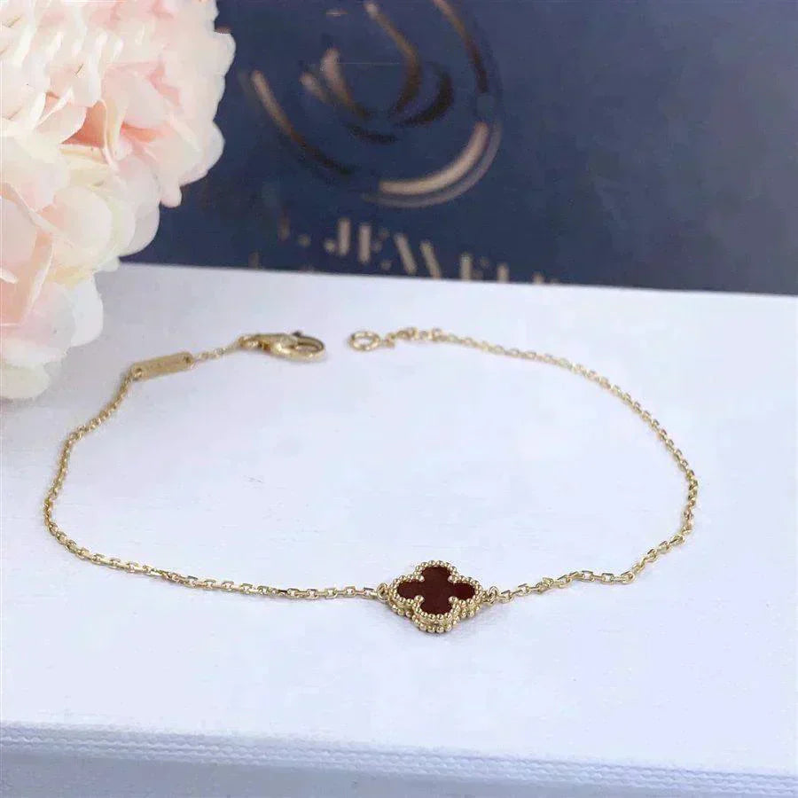 [Rosla Jewelry]CLOVER  CARNELIAN SINGLE FLOWER BRACELET