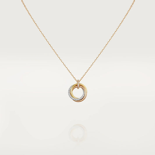 [Rosla Jewelry]TRINITY NECKLACE SILVER GOLD PINK GOLD DIAMONDS