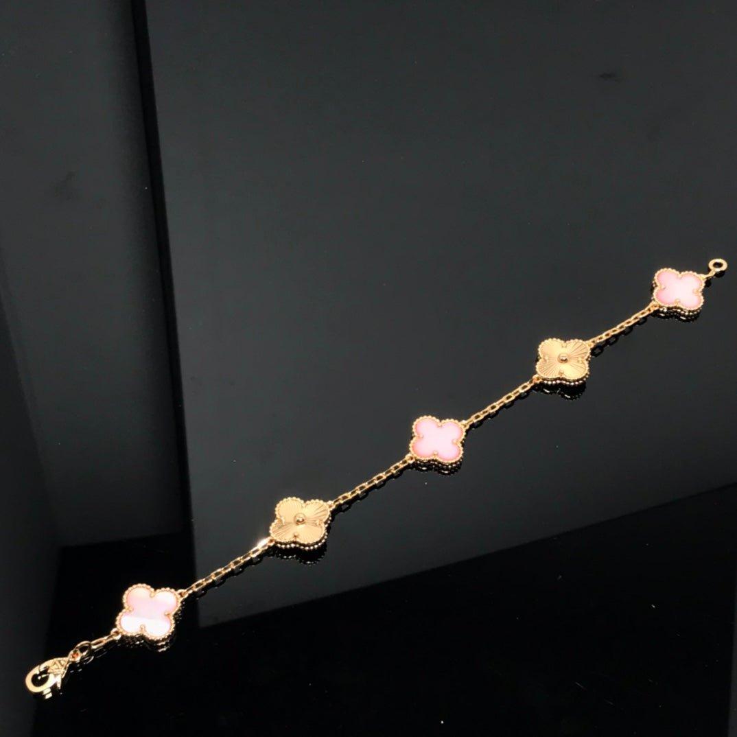 [Rosla Jewelry]CLOVER BRACELET 5 MOTIF PINK AND PINK GOLD