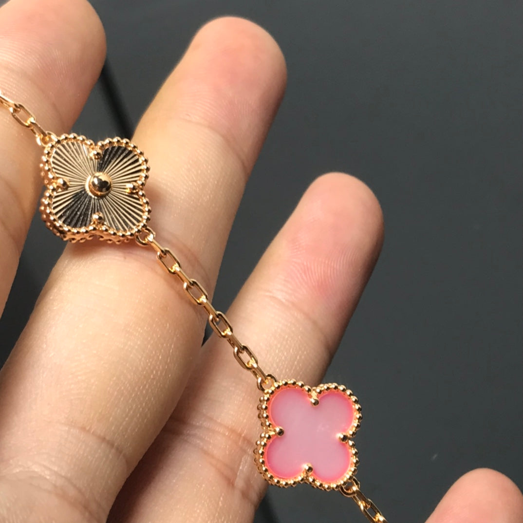 [Rosla Jewelry]CLOVER BRACELET 5 MOTIF PINK AND PINK GOLD