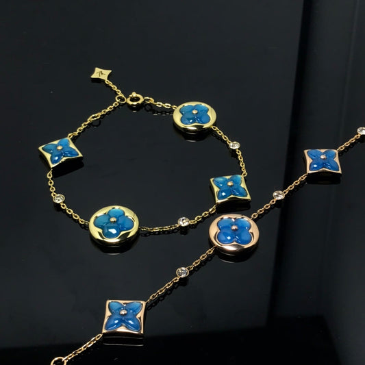 [Rosla Jewelry]STAR AND SUN 4 MOTIF BLUE BRACELET