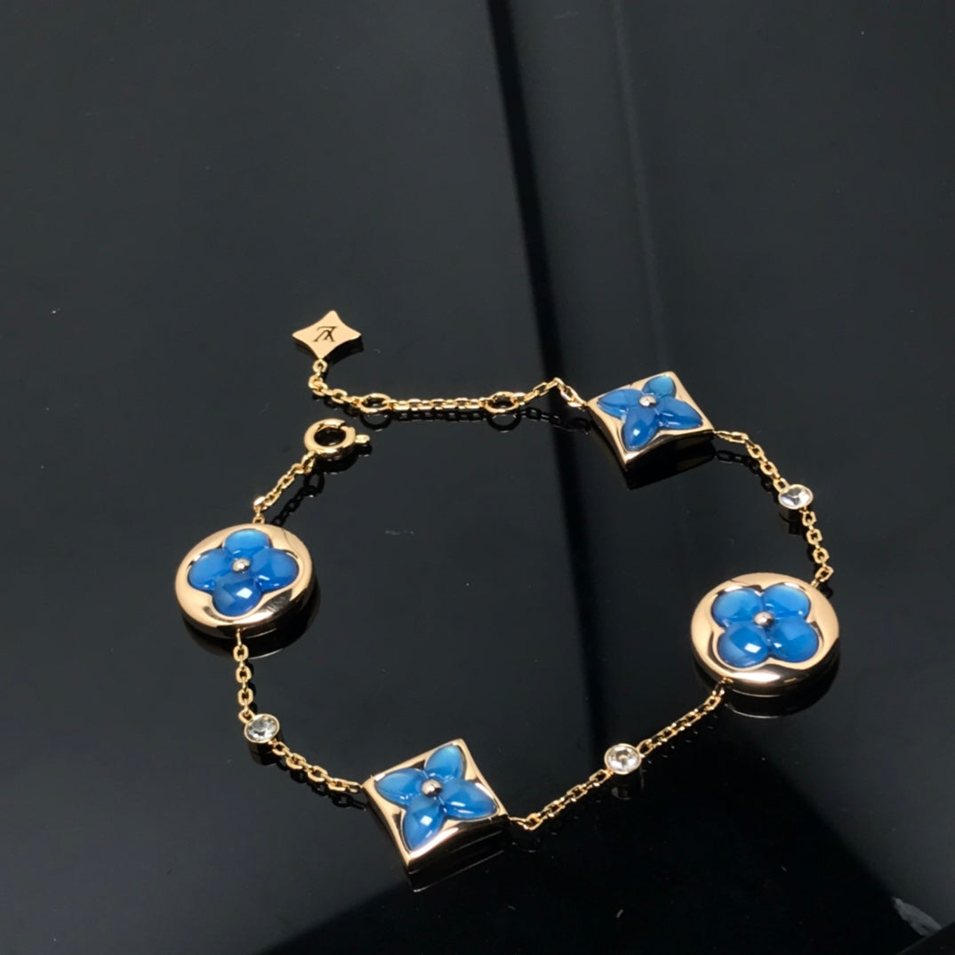 [Rosla Jewelry]STAR AND SUN 4 MOTIF BLUE BRACELET