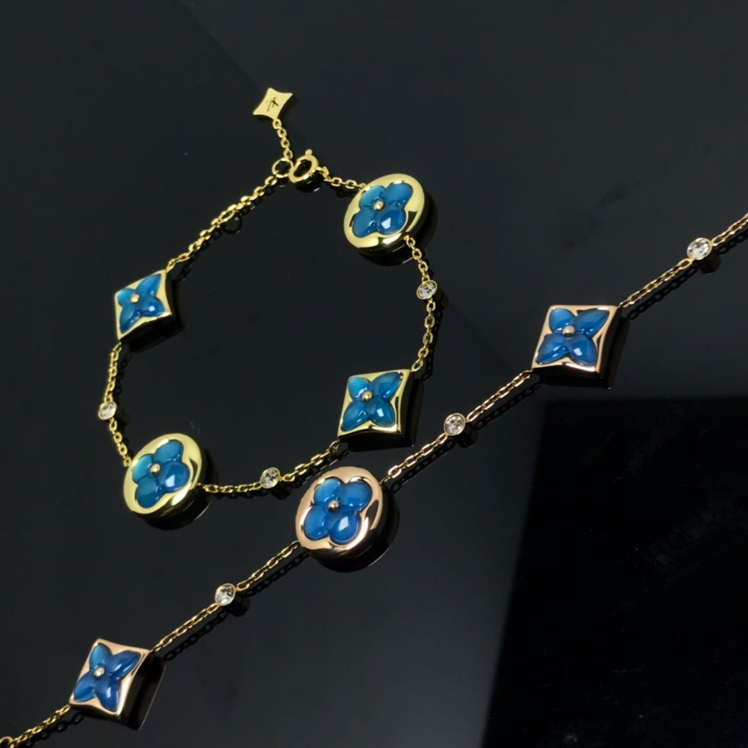 [Rosla Jewelry]STAR AND SUN 4 MOTIF BLUE BRACELET