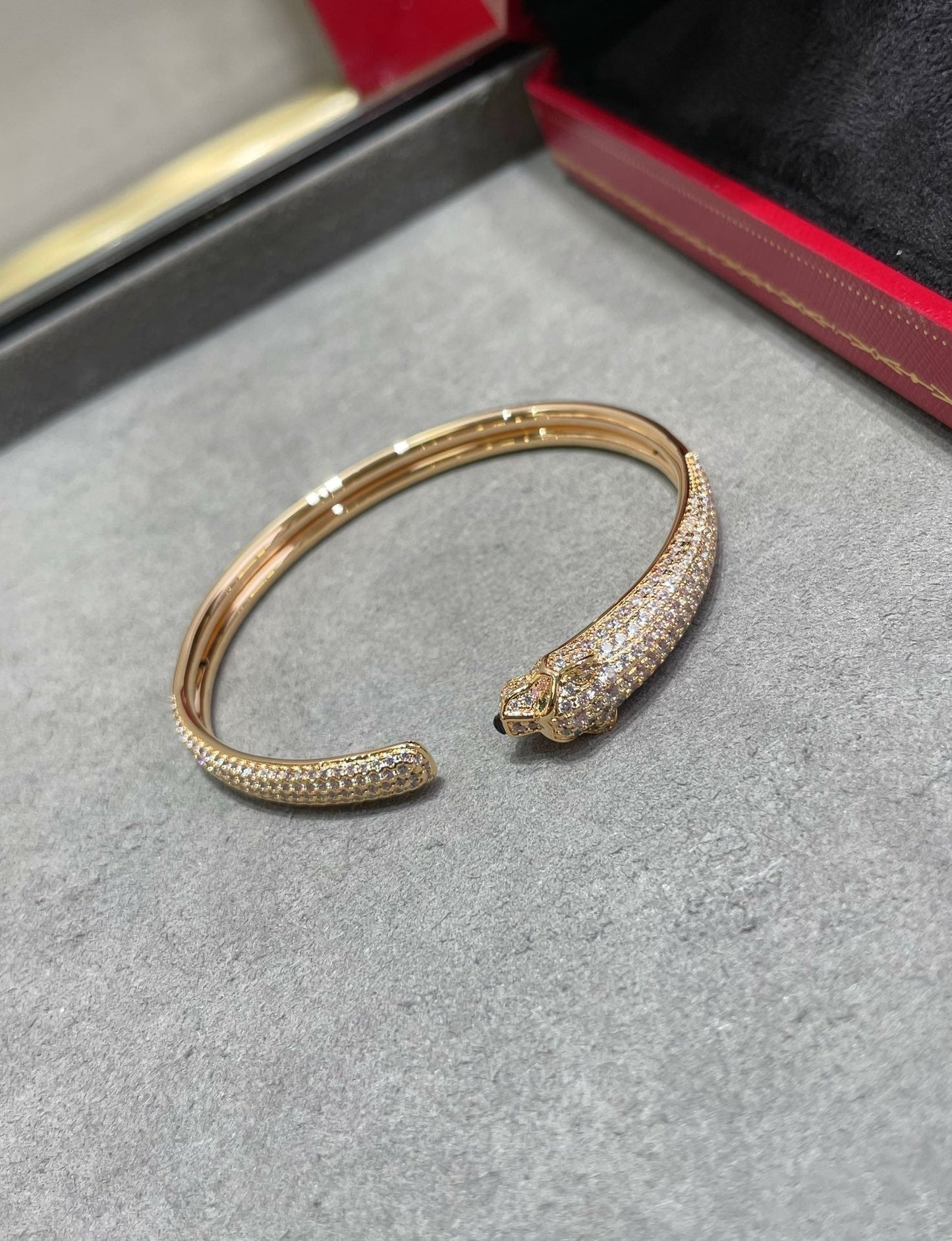 [Rosla Jewelry]PANTHERE FULL DIAMOND OPEN BRACELET