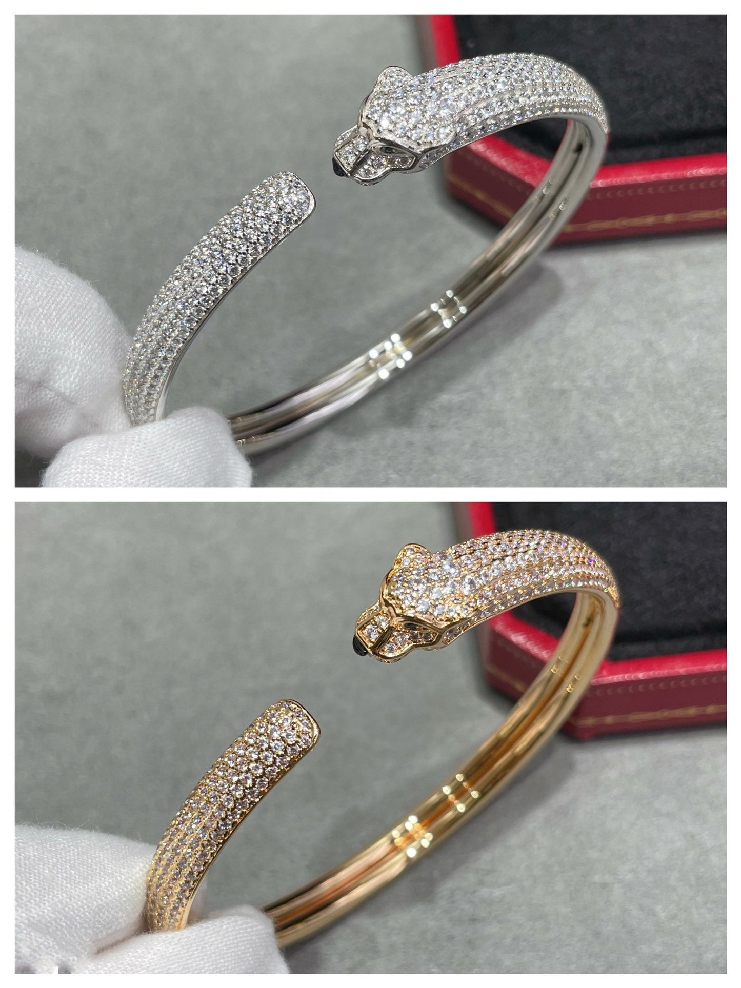 [Rosla Jewelry]PANTHERE FULL DIAMOND OPEN BRACELET