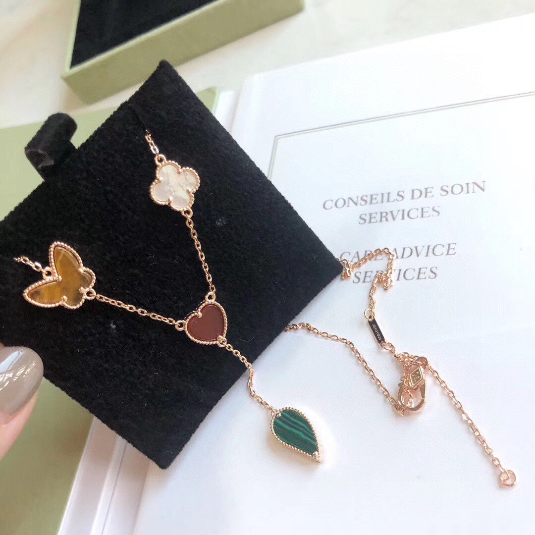 [Rosla Jewelry]LUCKY SPRING 4 MOTIFS ROSE GOLD NECKLACE