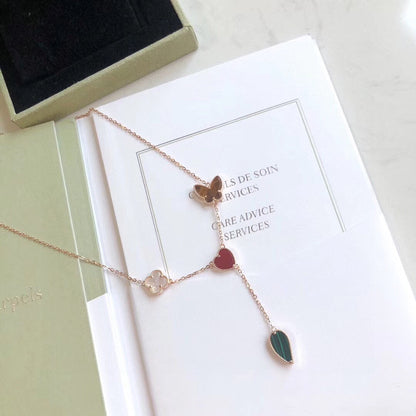 [Rosla Jewelry]LUCKY SPRING 4 MOTIFS ROSE GOLD NECKLACE