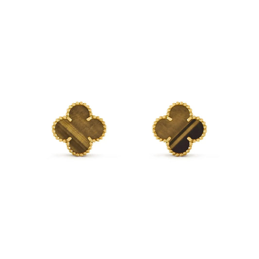 [Rosla Jewelry]CLOVER MEDIUM 1 MOTIFS TIGER EYE EARRINGS