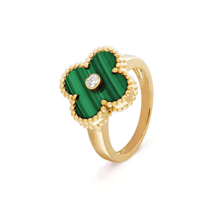 [Rosla Jewelry]CLOVER MALACHITE RING GOLD DIAMOND